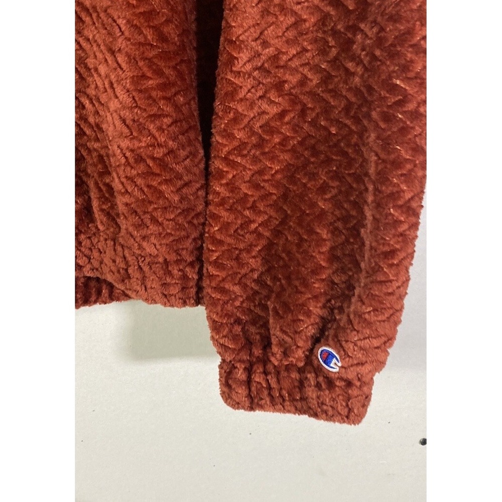 Champion large logo zip up hoodie Orange long sleeve with pockets size Medium - Picture 5 of 10